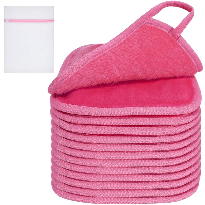 KODAMO Makeup Remover Cloth, Reusable Makeup Remover Pads Washable Travel Bag, Microfiber Makeup Removal Face Wash Cloths with Just Water, Gentle Soft,12 Pack, Pink - Image 1